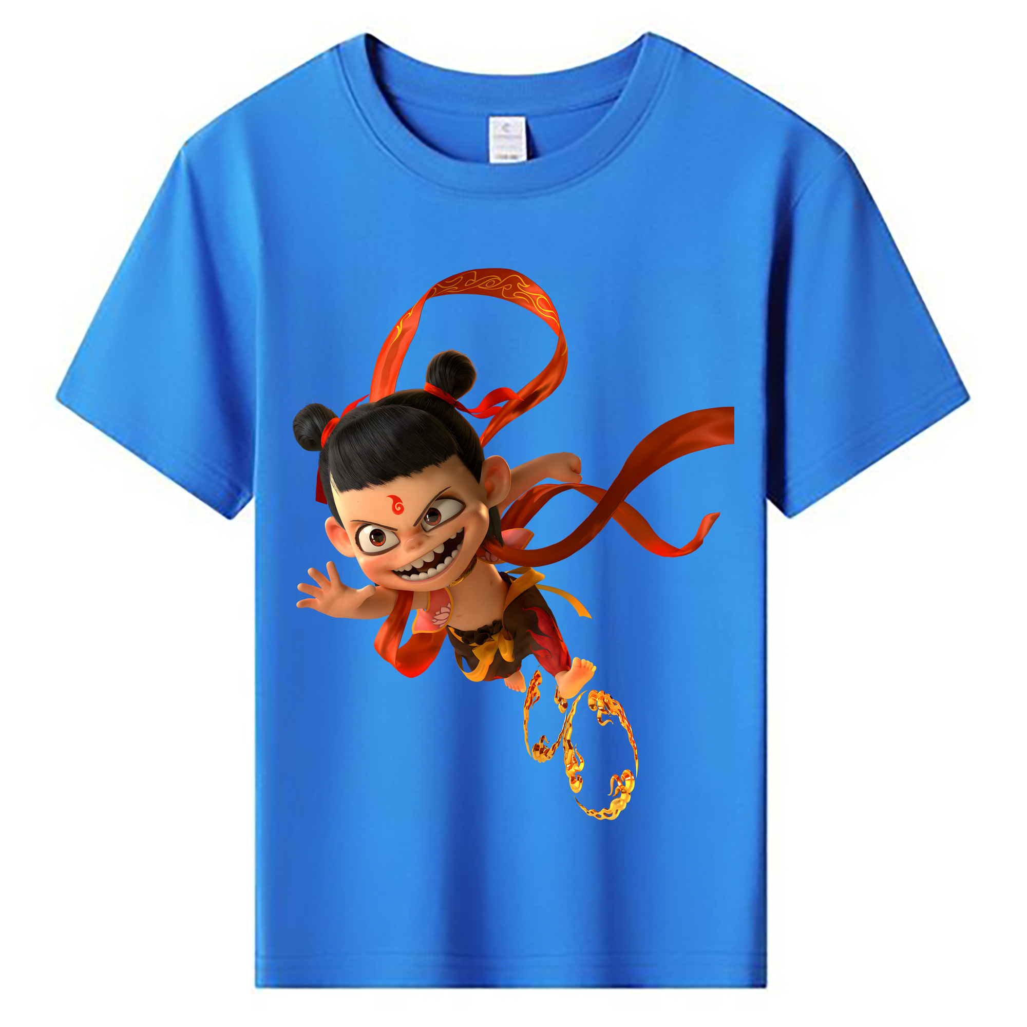 （画像用） Ne Zha 2 ナタ 魔童の大暴れ 綿100％キッズTシャツ（フロントプリント）